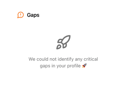 No critical gaps state with rocket icon